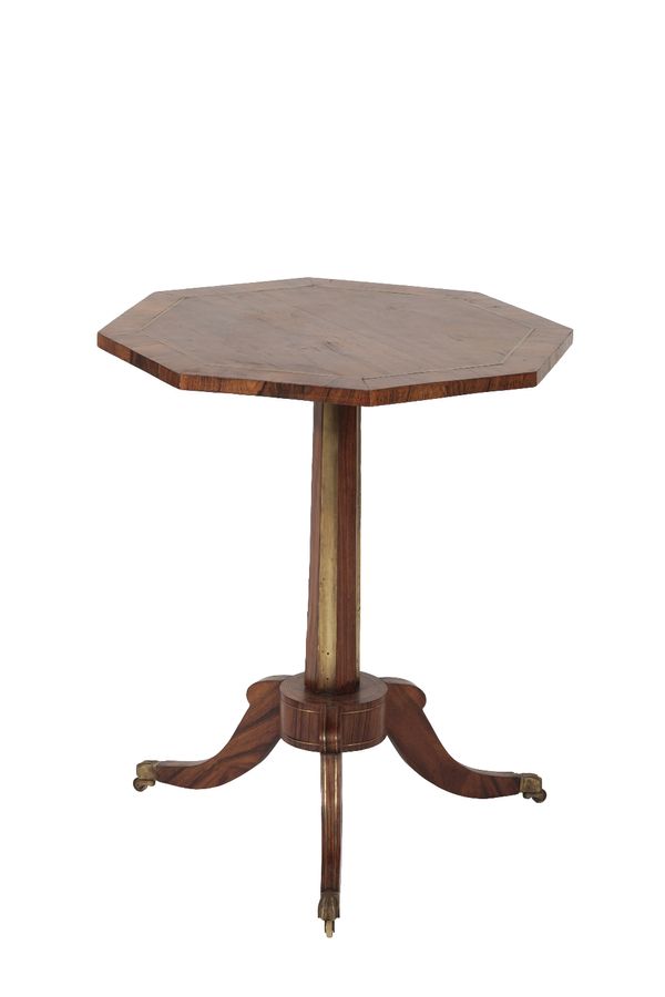 GEORGE IV OR WILLIAM IV ROSEWOOD AND BRASS STRUNG OCCASIONAL TABLE