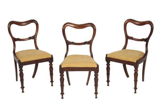 SET OF SIX GEORGE IV ROSEWOOD AND UPHOLSTERED DINING CHAIRS