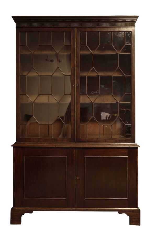 MAHOGANY AND GLAZED CABINET BOOKCASE IN GEORGE III STYLE