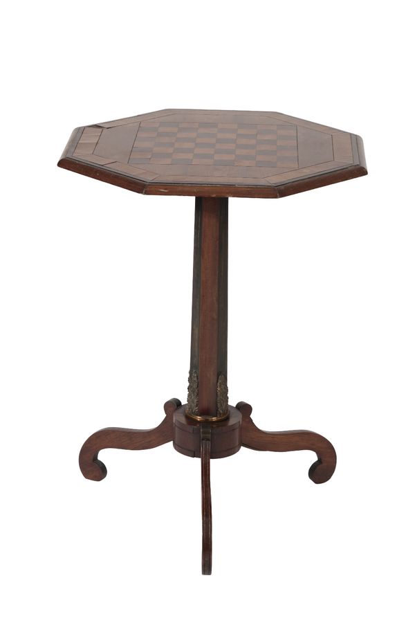 REGENCY WALNUT, SYCAMORE AND GILT BRONZE MOUNTED GAMES TABLE