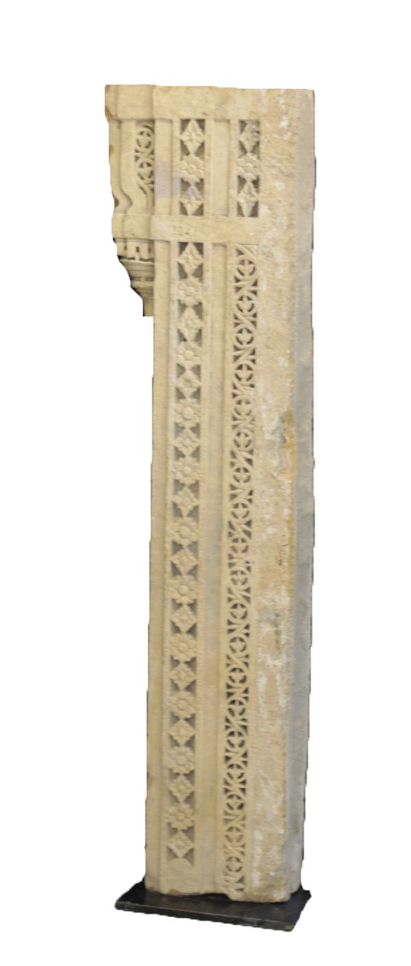 INDIAN, PROBABLY RAJASTHANI CARVED LIMESTONE ARCHITECTURAL ELEMENT