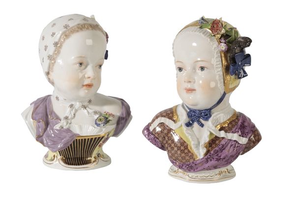 PAIR OF MEISSEN PORCELAIN BUSTS, LATE 19TH CENTURY