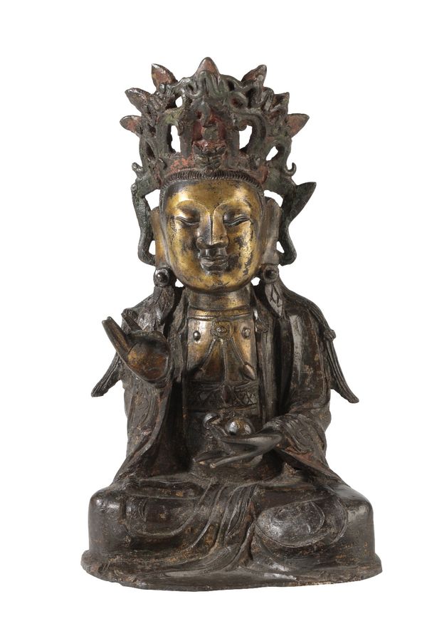 GILT-BRONZE FIGURE OF SEATED GUANYIN, MING DYNASTY