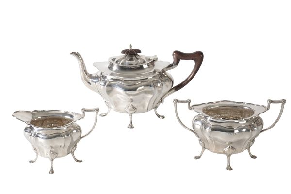 EDWARDIAN SILVER THREE-PIECE TEA SET