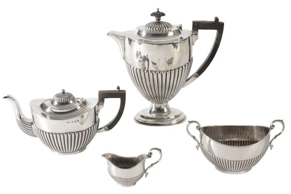 EDWARDIAN SILVER THREE-PIECE TEA SET