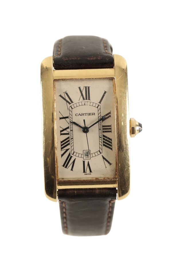 CARTIER TANK AMERICAN: 18CT GOLD GENTLEMAN'S WRISTWATCH