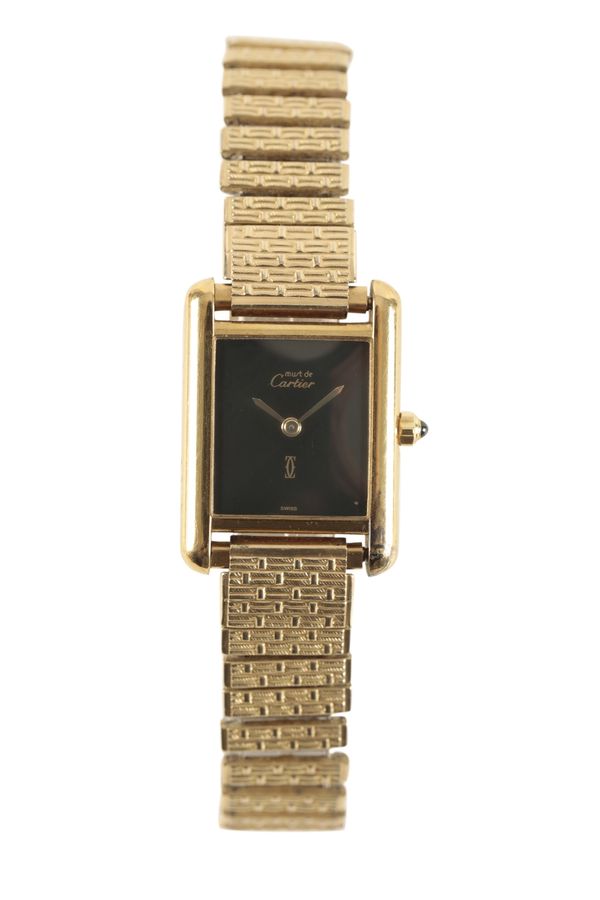 CARTIER MUST DE CARTIER LADY'S SILVER GILT WRISTWATCH