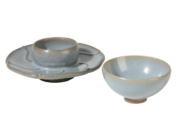 JUN WARE-STYLE GLAZED CUP AND STAND