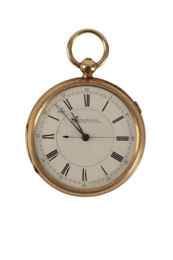 LISTER & SONS OF NEWCASTLE ON TYNE: 18CT GOLD GENTLEMAN'S OPEN-FACED POCKET WATCH