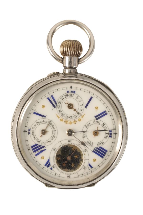 GENTLEMAN'S SILVER CASED CHRONOGRAPH OPEN-FACED POCKET WATCH