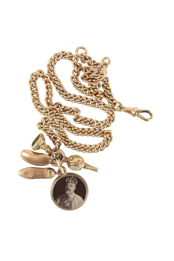 9CT GOLD CHAIN-LINK POCKET WATCH CHAIN