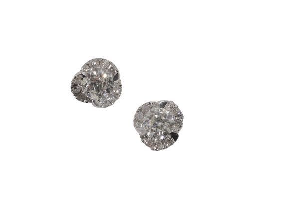 A PAIR OF DIAMOND EAR STUDS