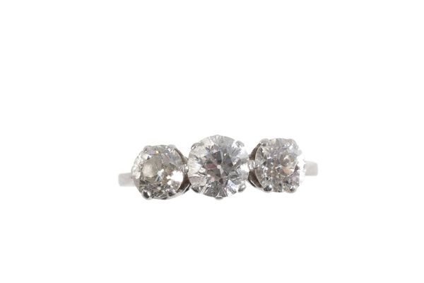 A THREE STONE DIAMOND RING