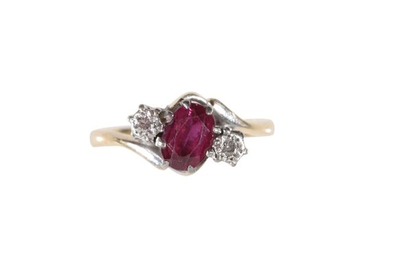 A RUBY AND DIAMOND RING