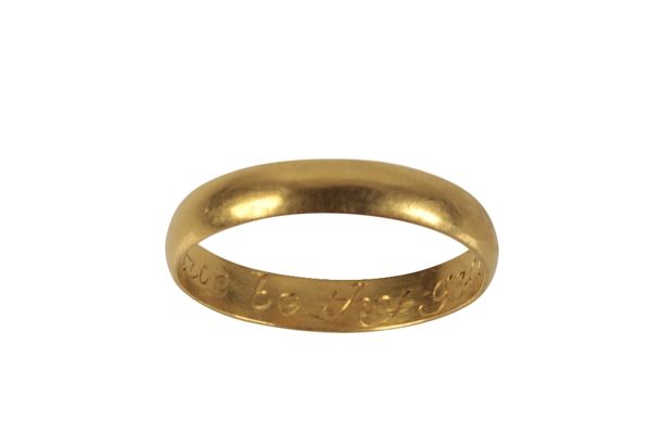 A MID-18TH CENTURY GOLD POSY RING