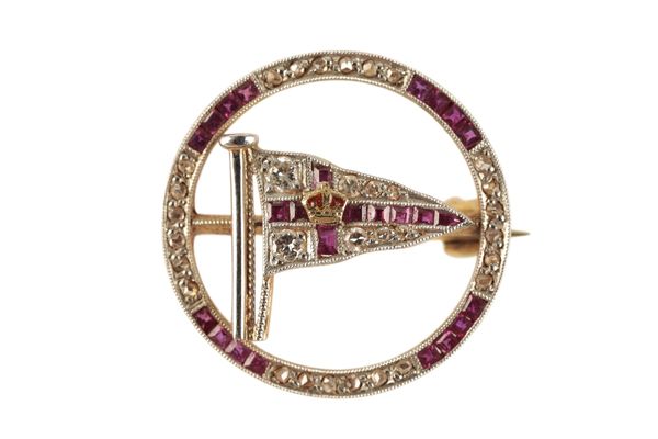 A 1930s DIAMOND AND RUBY ROYAL YACHT SQUADRON BROOCH