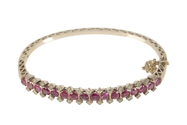 A RUBY AND DIAMOND BANGLE