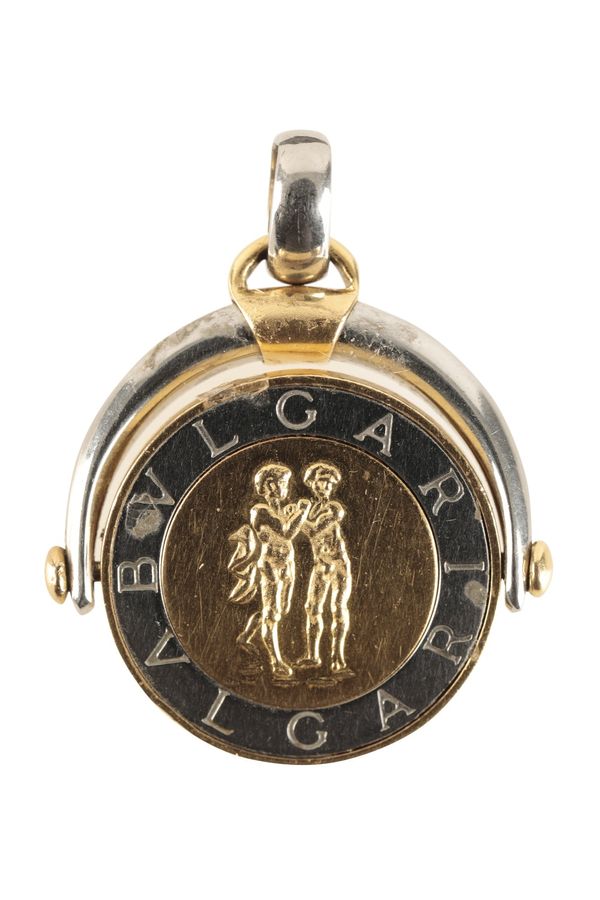 A BULGARI SWIVEL ZODIAC PENDANT