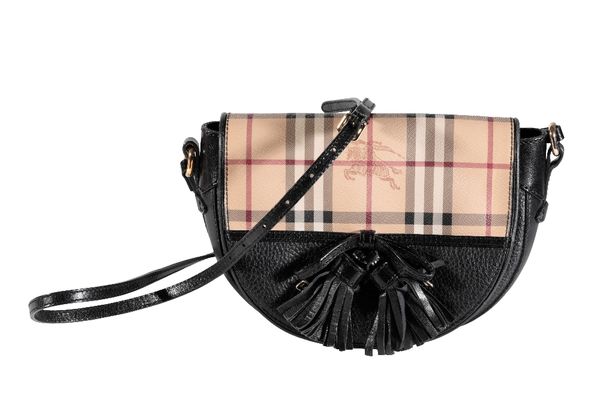 BURBERRY BLACK/TARTAN SMALL CROSS-BODY BAG