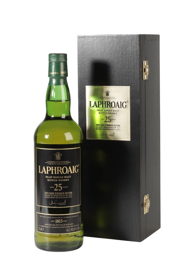 LAPHROAIG SINGLE MALT SCOTCH WHISKY, 25 YEAR OLD CASK STRENGTH, 2015 EDITION