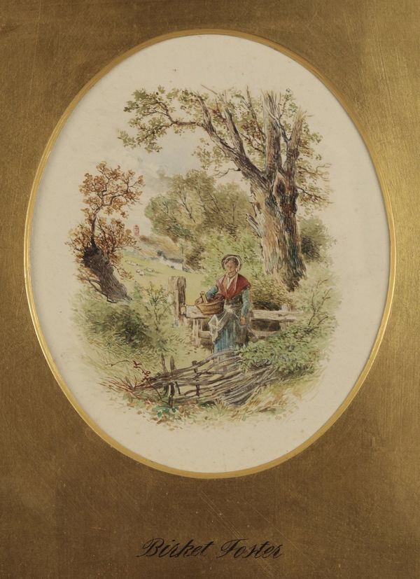 MANNER OF MYLES BIRKET FOSTER (1825-1899) A pair of vignette studies of figures in rural landscapes