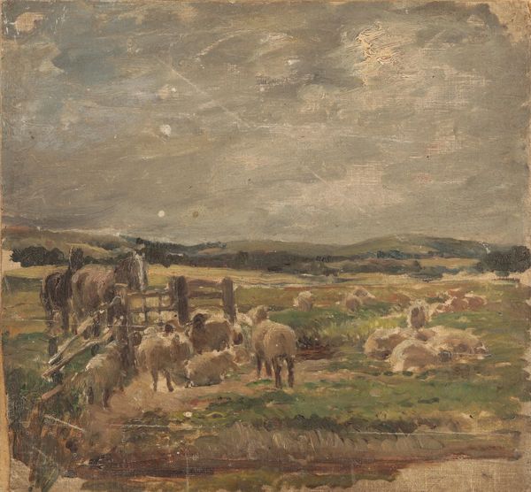 MARK WILLIAM FISHER (1841-1923) Sheep and horses in a landscape