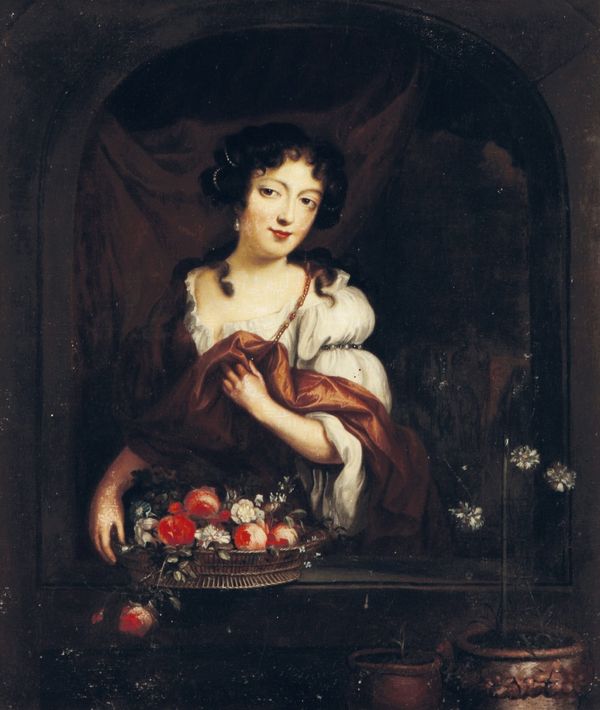 MANNER OF FRANS VAN MIERIS (1635-1681) A young lady at a window