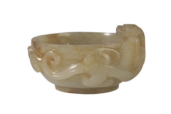 CARVED JADE 'CHILONG' BRUSH WASHER