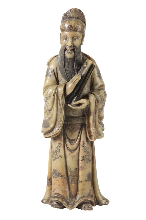 CARVED SOAPSTONE FIGURE, QING DYNASTY