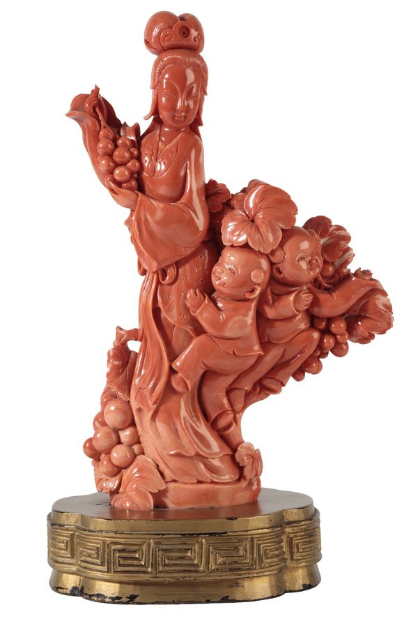 FINE CARVED CORAL GROUP, QING DYNASTY, 19TH CENTURY