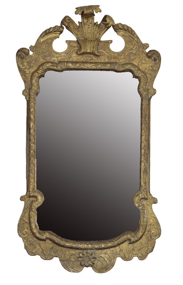 CARVED AND GILTWOOD FRAMED WALL MIRROR IN THE STYLE OF GILES GRENDEY