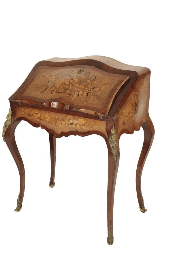 VICTORIAN WALNUT, KINGWOOD AND MARQUETRY BUREAU DE DAME IN LOUIS XV TASTE