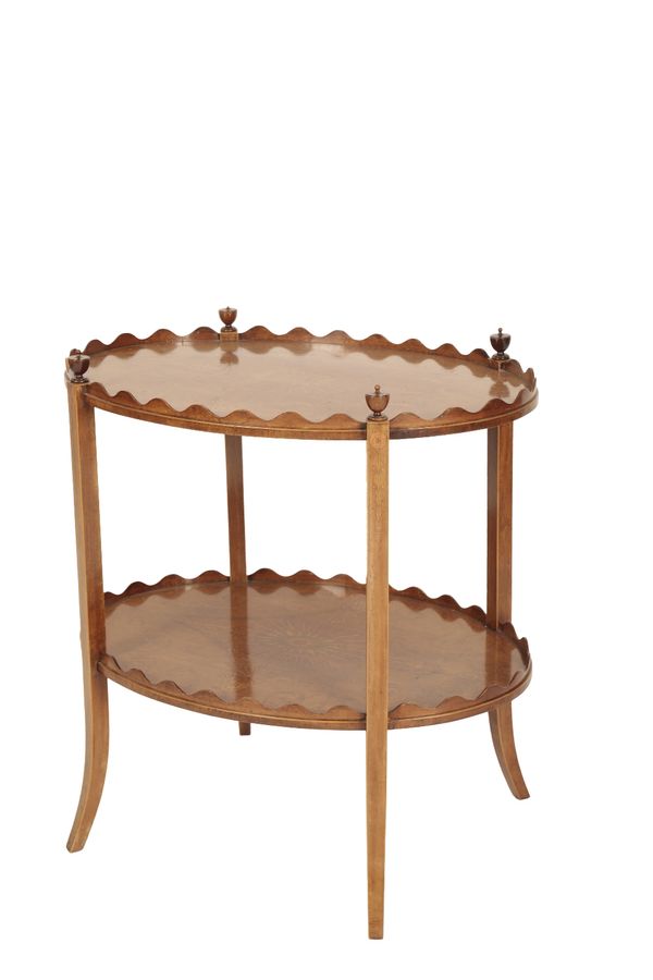 VICTORIAN MAHOGANY AND MARQUETRY ETAGERE IN SHERATON TASTE