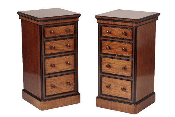 PAIR OF VICTORIAN MAHOGANY AND EBONISED BEDSIDE CHESTS