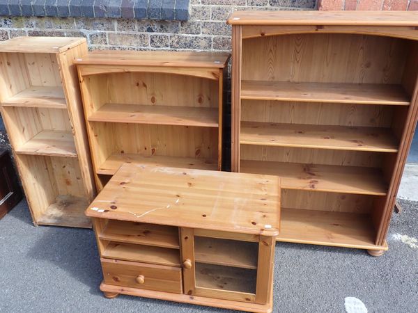 TWO PINE OPEN BOOKCASES