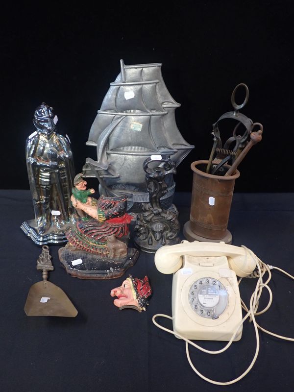 COLLECTION OF DOORSTOPS AND FIRE TOOLS