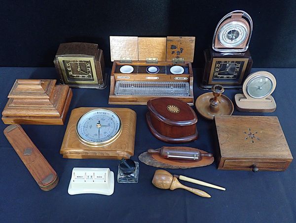 A WOODEN INKWELL; 'RED, BLACK, COPYING'