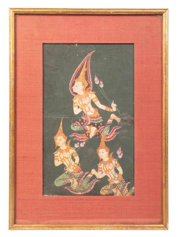 A GROUP OF FOUR THAI PAINTINGS ON CLOTH