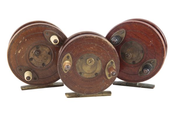 DAVID SLATER: THREE PATENT LATCH WOODEN CENTREPIN REELS