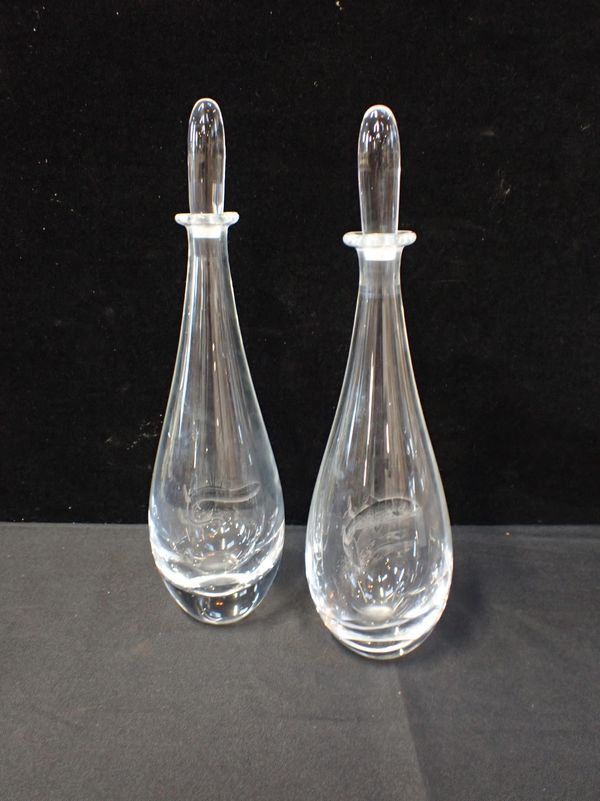 A PAIR OF ORREFORS DECANTERS