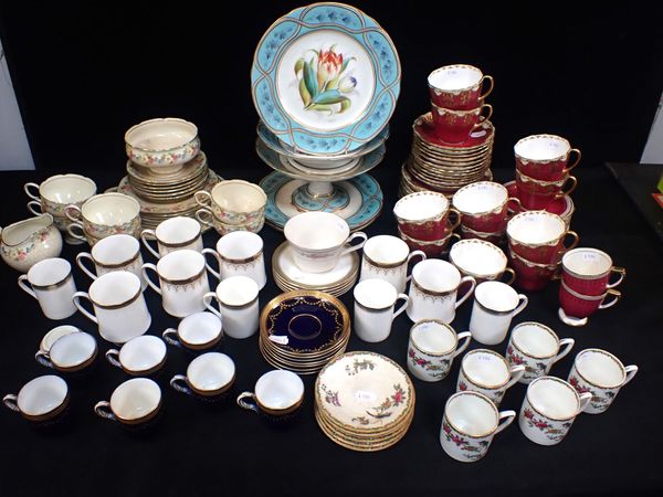 A DOULTON BURSLEM PUCE AND GILT PART TEA SERVICE