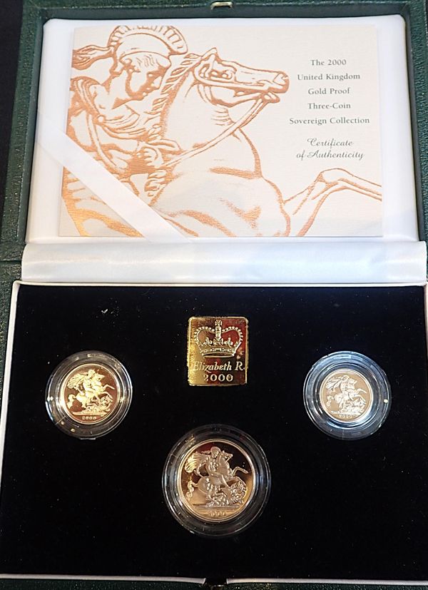 2000 UK GOLF PROOF THREE COIN SET CASED