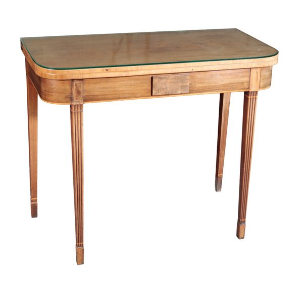 A GEORGE III MAHOGANY 'D'-SHAPED TEA TABLE