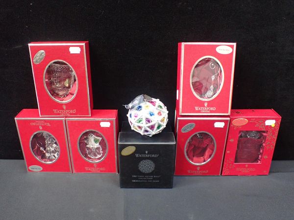 A COLLECION OF WATERFORD CHRISTMAS ORNAMENTS