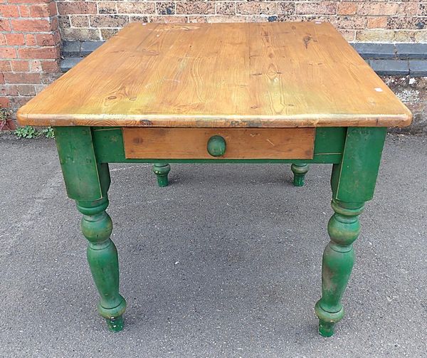 A VICTORIAN STYLE PINE KITCHEN TABLE