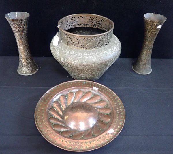 A PERSIAN PIERCED AND ENGRAVED JARDINIERE