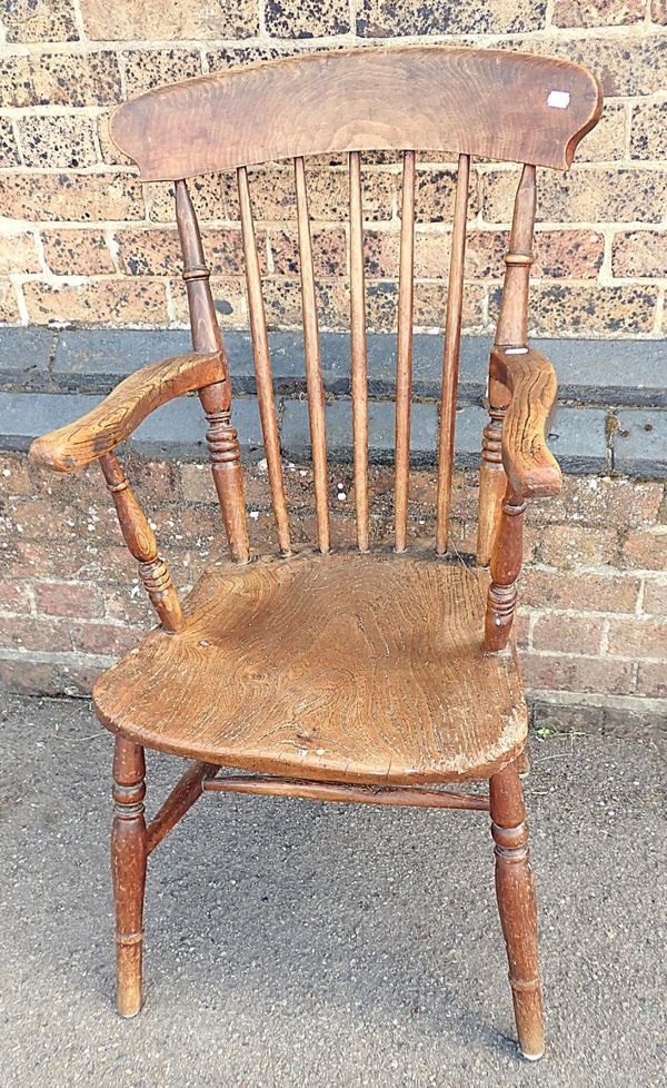 A 19th CENTURY WINDSOR COMB-BACK ARMCHAIR