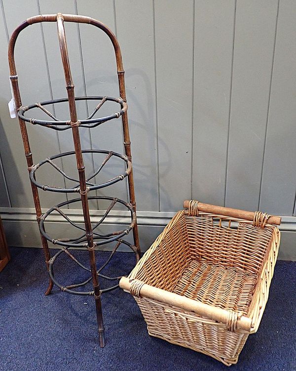 AN EDWARDIAN BAMBOO FOUR-TIER PLATE STAND