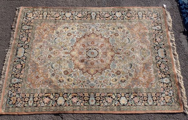 A 20th CENTURY PERSIAN GARDEN DESIGN SILK RUG