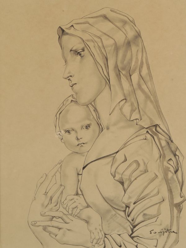 *TSUGUHARU FOUJITA (1886-1968) 'Mother and Child'